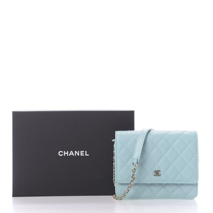 Chanel Caviar Quilted Square Wallet On Chain WOC Light Blue 9 of 9