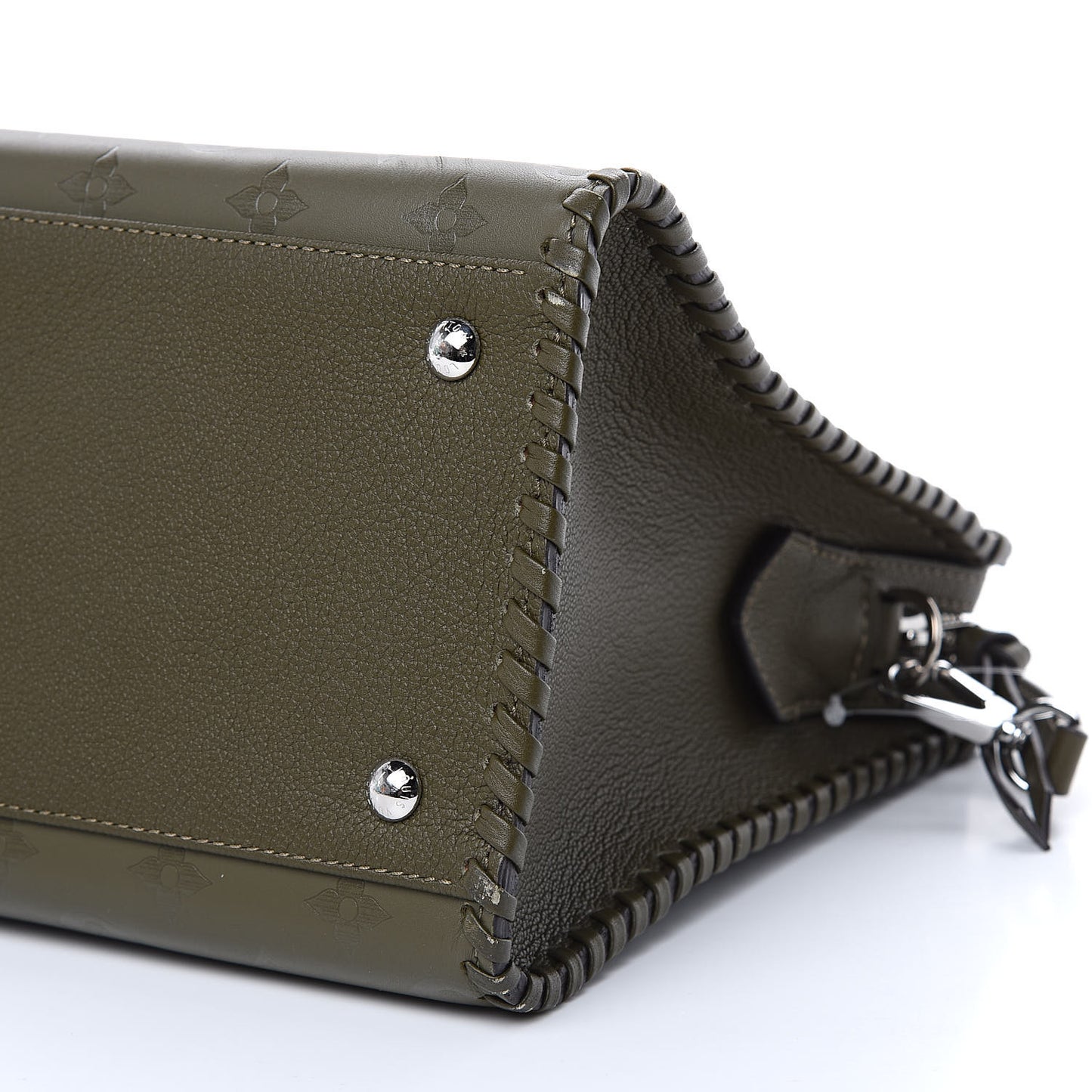 Cuir Plume Monogram Very One Zipped Tote Green