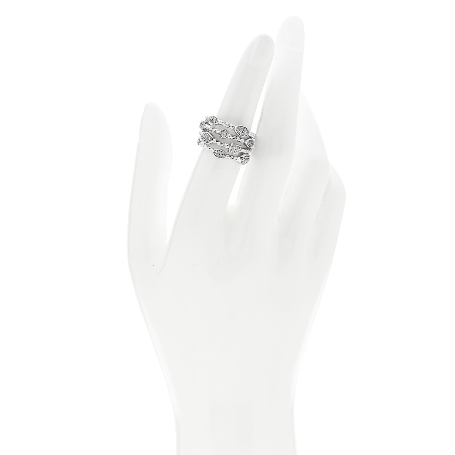 David Yurman Sterling Silver Diamond Confetti 4 Row Ring 52 6 2 of 5