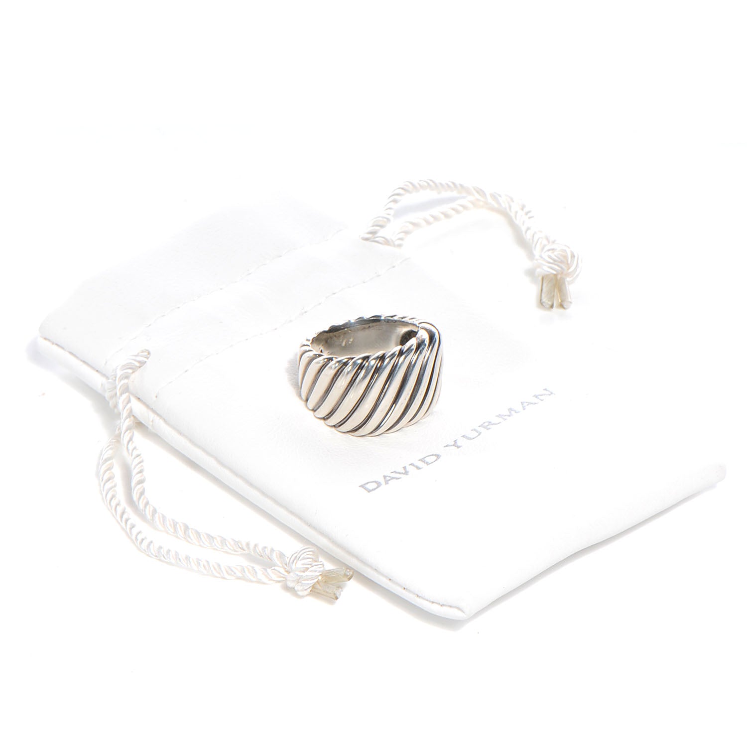 David Yurman Sterling Silver 18k Gold Sculpted Cable Ring 6 6 of 6