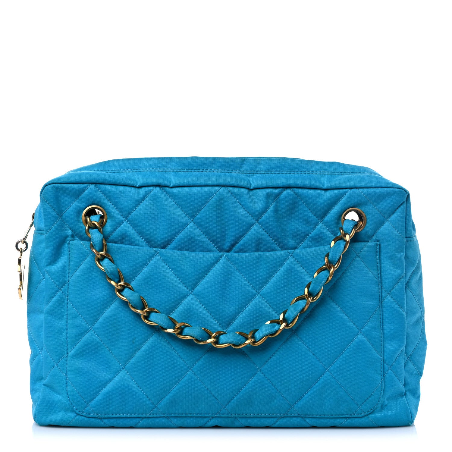 Chanel Canvas Quilted Shoulder Bag Turquoise 1 of 14