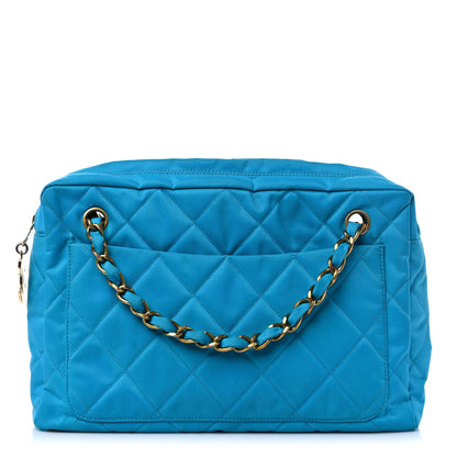 Chanel Canvas Quilted Shoulder Bag Turquoise 1 of 14
