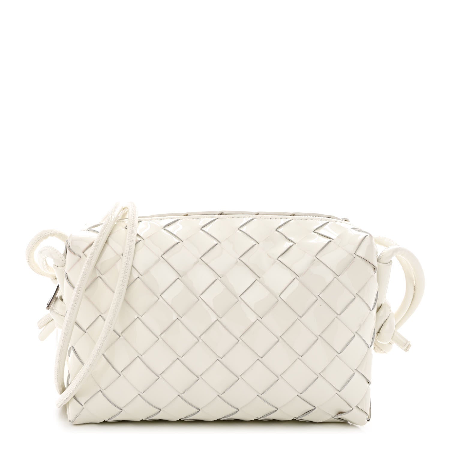Bottega Veneta Patent Nappa Intrecciato Mini Loop Camera Bag White 1 of 10