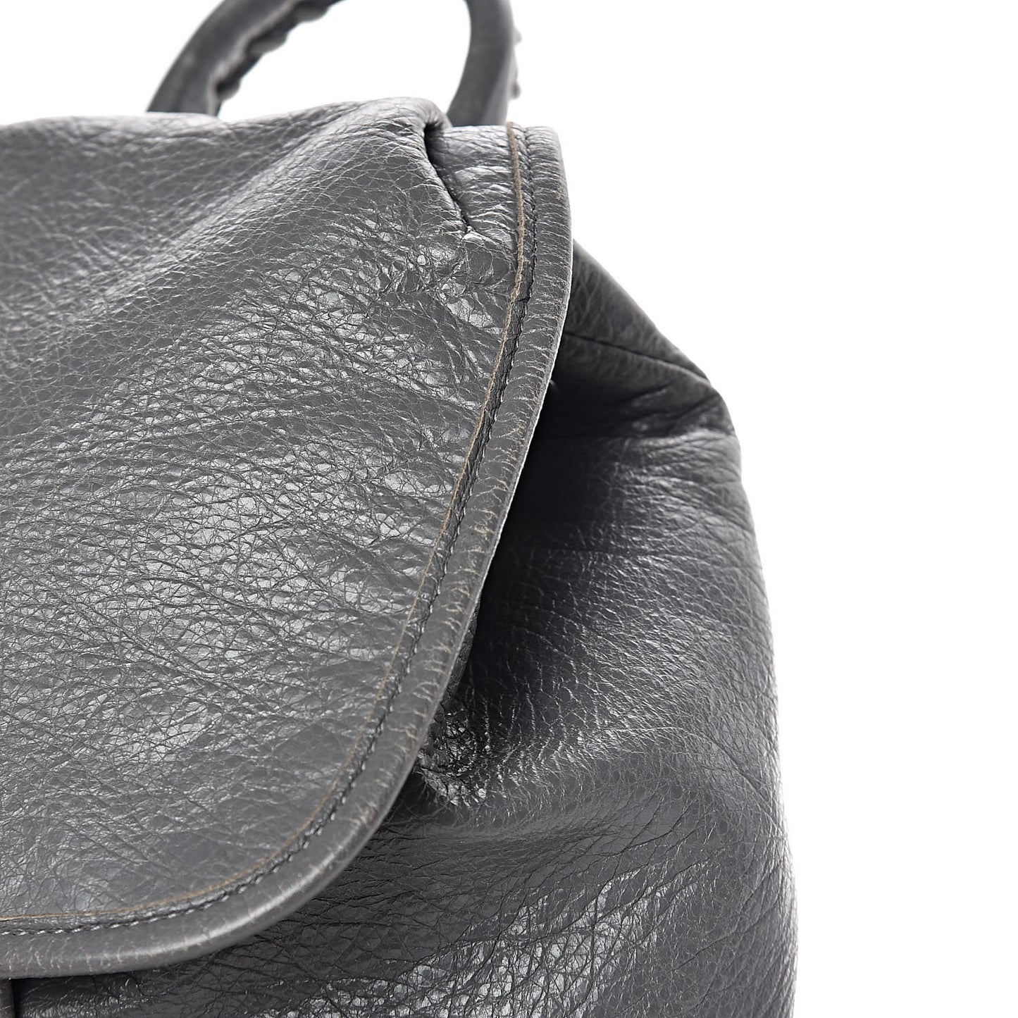 Agneau Silver Metallic Edge Hardware Backpack Gris Cendre