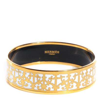Hermes Enamel Printed Wide Balcons du Guadalquivir Bracelet 65 Gold 1 of 5
