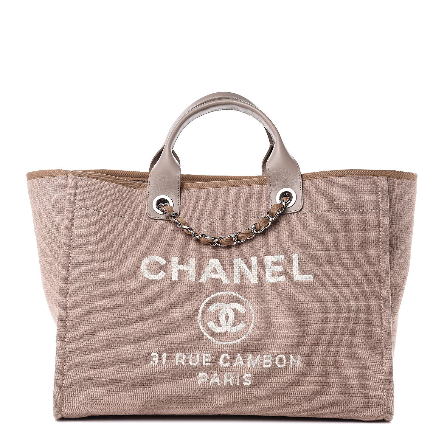 Chanel Canvas Large Deauville Tote Ecru 1 of 9