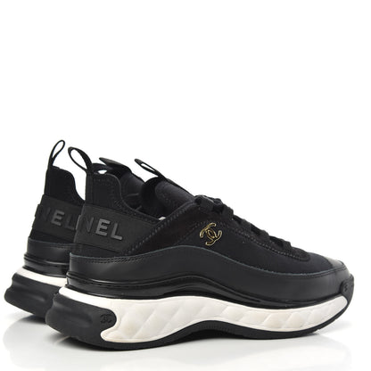 Chanel Velvet Calfskin Mixed Fibers CC Sneakers 36.5 Black 4 of 11