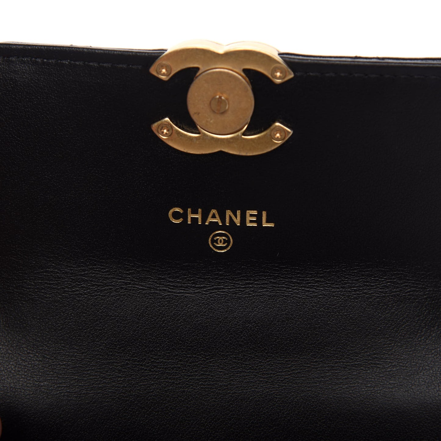 Calfskin Quilted Perfect Fit Coin Purse With Chain Black
