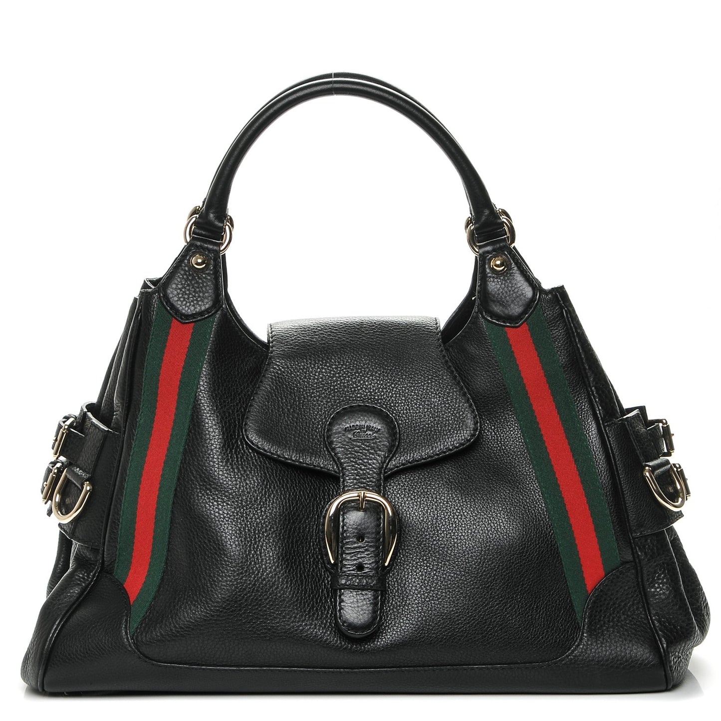 Calfskin Medium Web Heritage Shoulder Bag Black