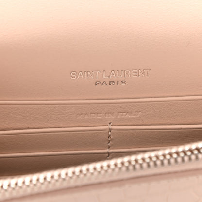 Saint Laurent Calfskin Crocodile Embossed Kate Monogram Tassel Chain Wallet Powder Pink 7 of 10