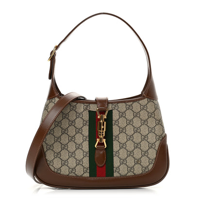 Gucci GG Supreme Monogram Azalea Calfskin Web Small Jackie 1961 Hobo Beige Ebony Brown Sugar 1 of 10