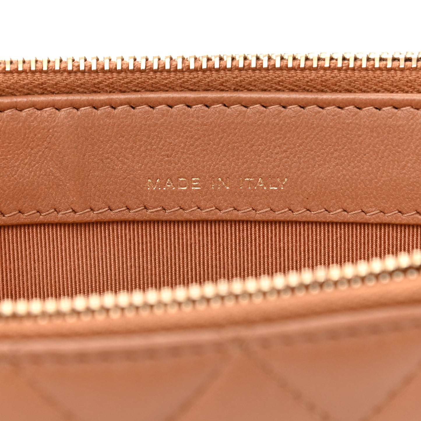 Lambskin Quilted Small Clutch With Chain Dark Beige