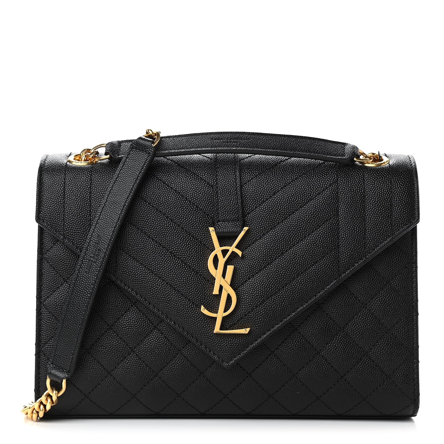 Saint Laurent Grain De Poudre Textured Mixed Matelasse Triquilt Medium Monogram Satchel Black 1 of 8