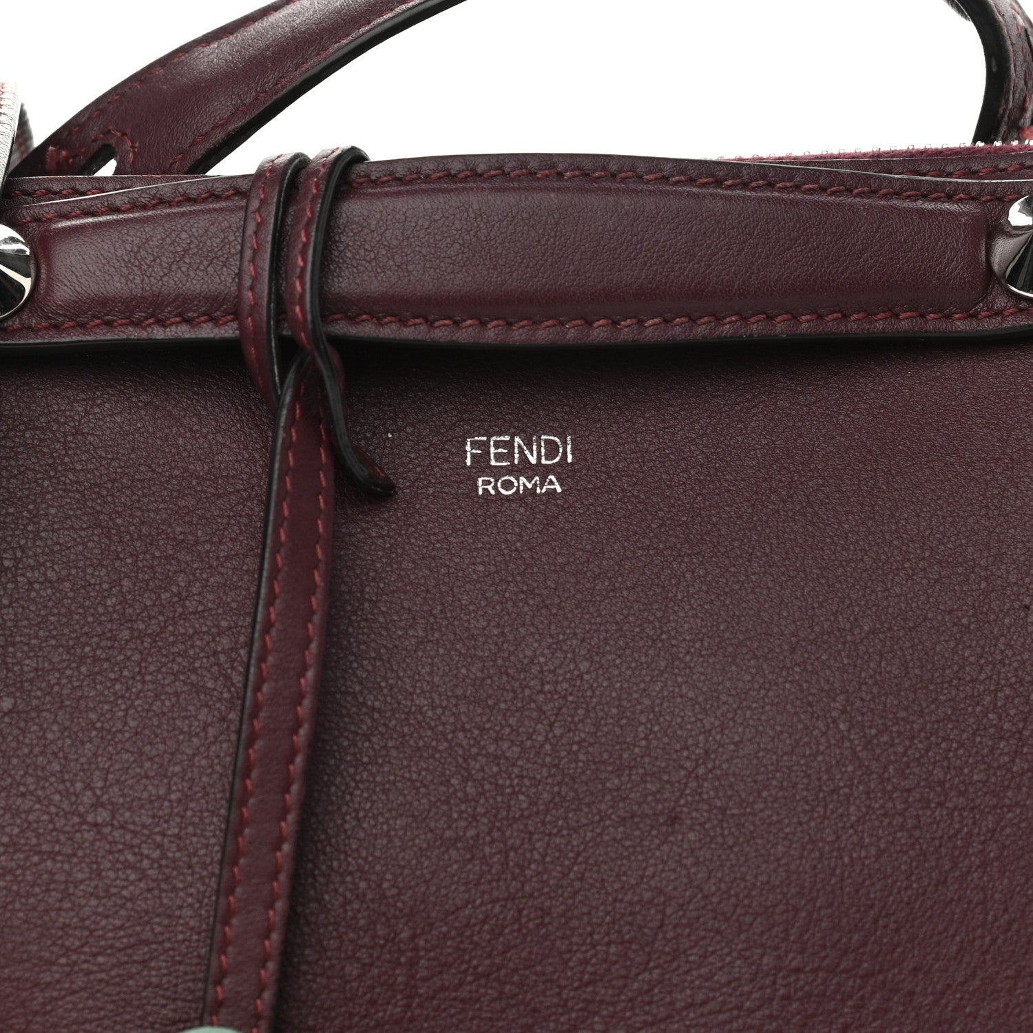 Fendi Vitello Dolce Flowerland Studded Medium By The Way Boston Bag Bordeaux Multicolor 12 of 12