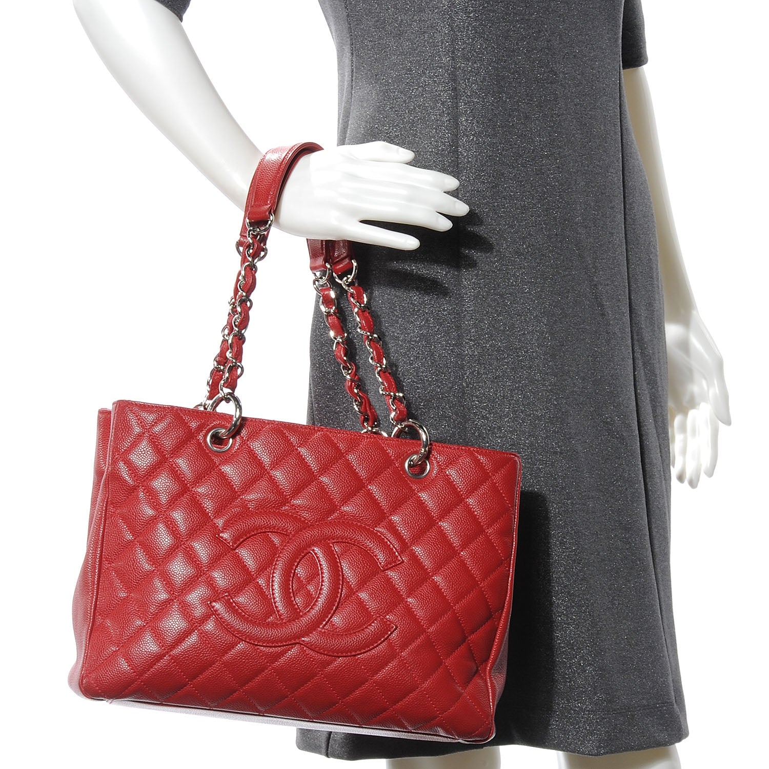 Chanel Caviar Grand Shopping Tote GST Red 2 of 8