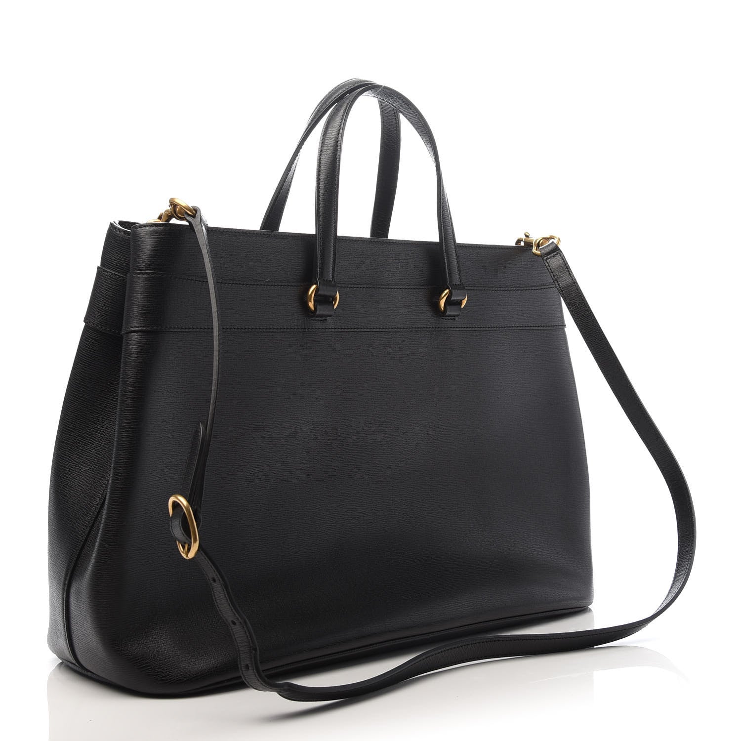 Gucci Textured Calfskin Large Bright Bit Tote Black 3 of 9