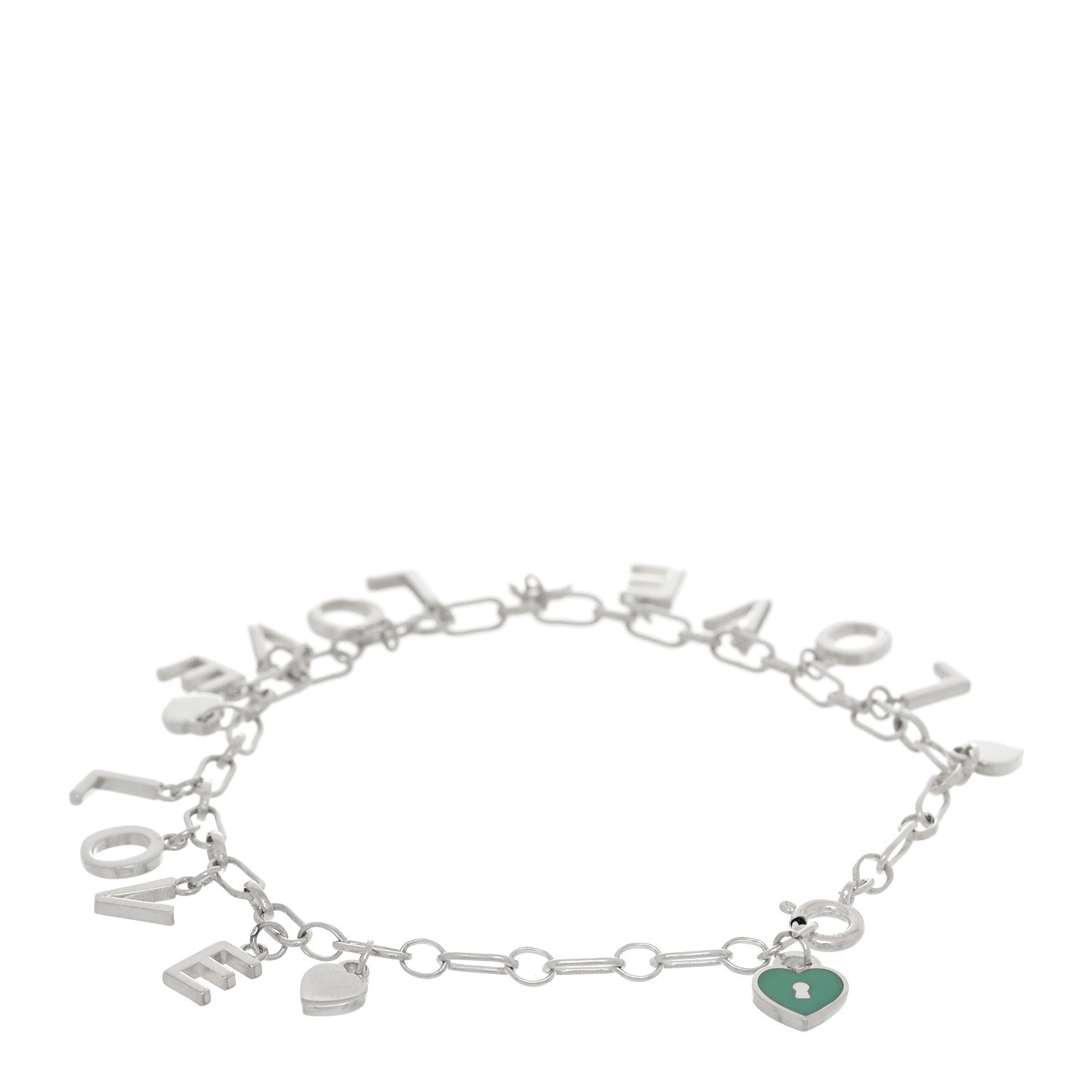 Tiffany Sterling Silver Enamel Love Charm Bracelet Blue 2 of 5