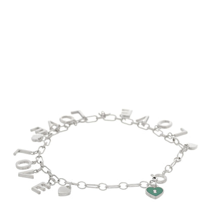 Tiffany Sterling Silver Enamel Love Charm Bracelet Blue 2 of 5
