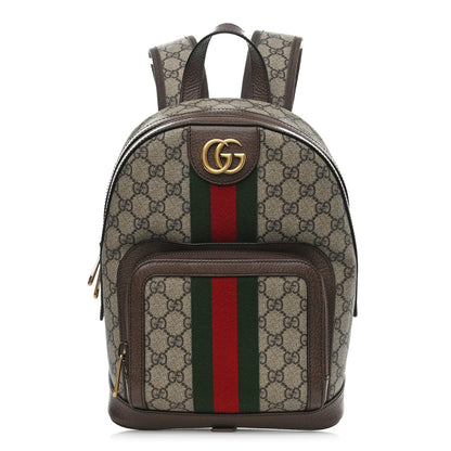 Gucci GG Supreme Monogram Calfskin Web Small Ophidia Day Backpack Beige Ebony New Acero 1 of 11