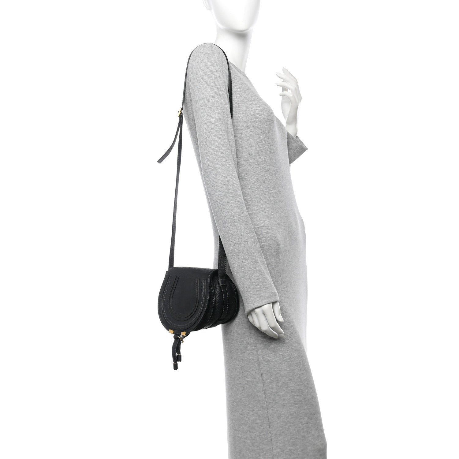 Chloe Calfskin Mini Marcie Round Crossbody Bag Black 2 of 13