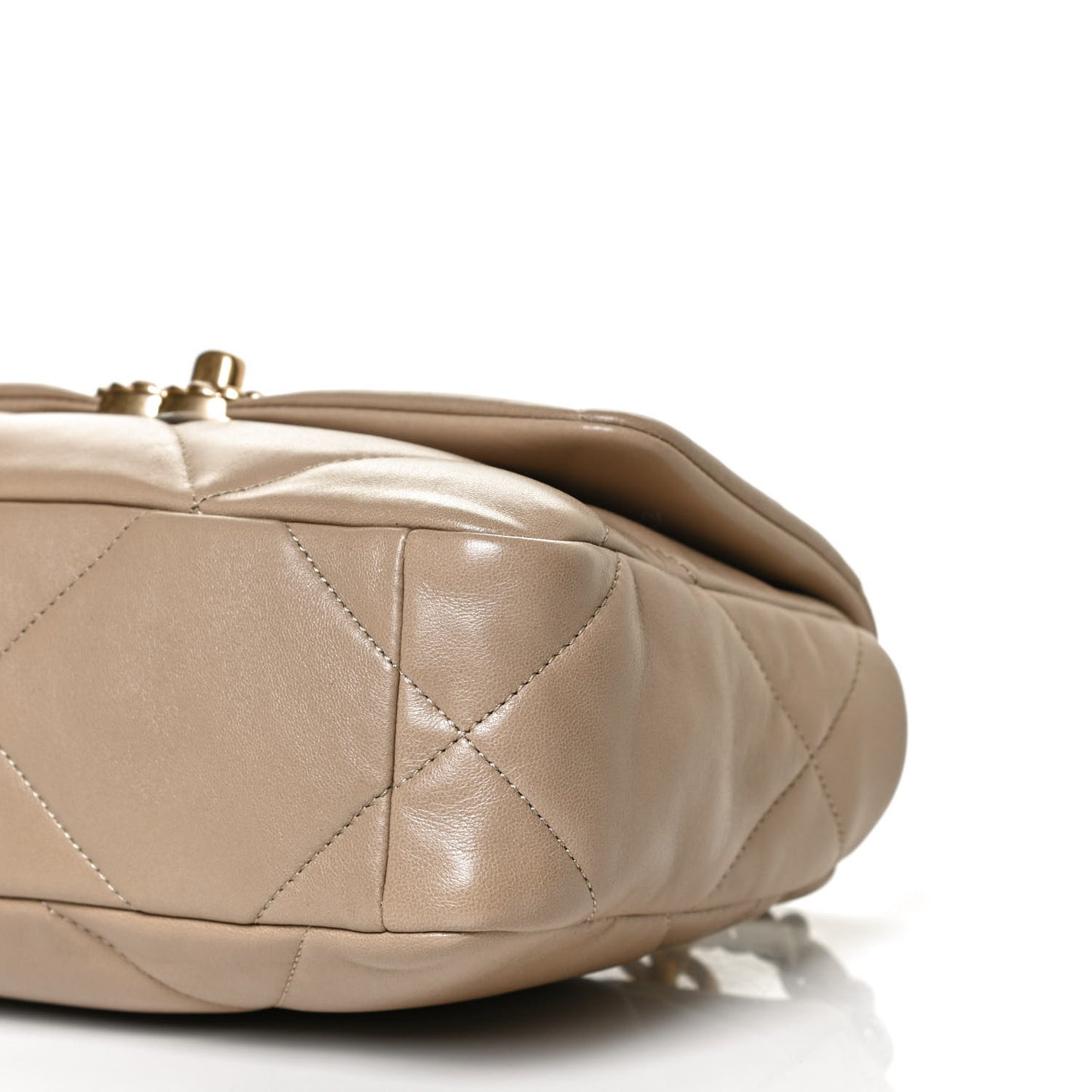 Lambskin Quilted Medium Chanel 19 Flap Dark Beige