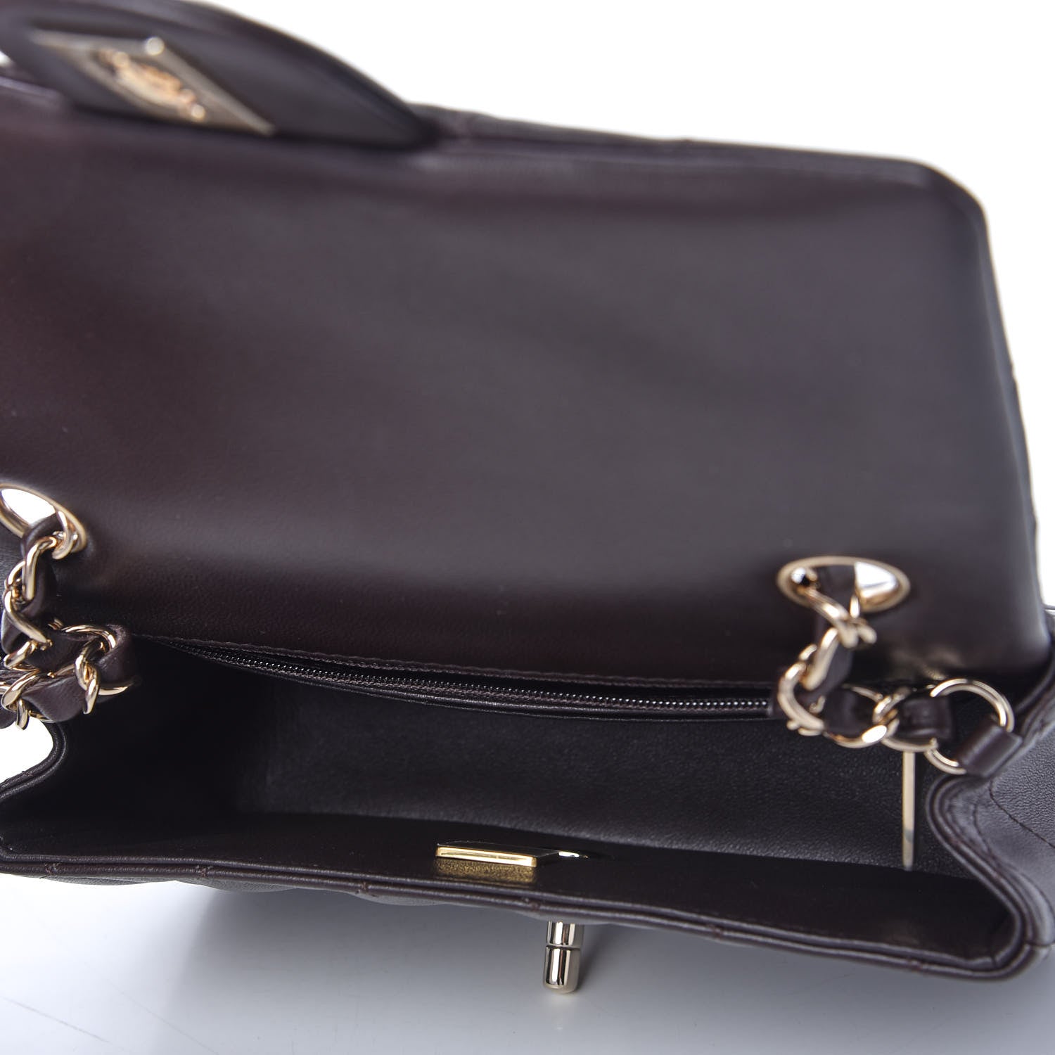 Chanel Lambskin Quilted Mini Rectangular Flap Dark Brown 5 of 11