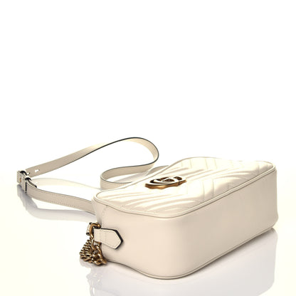 Gucci Calfskin Matelasse Small GG Marmont Chain Shoulder Bag White 4 of 9