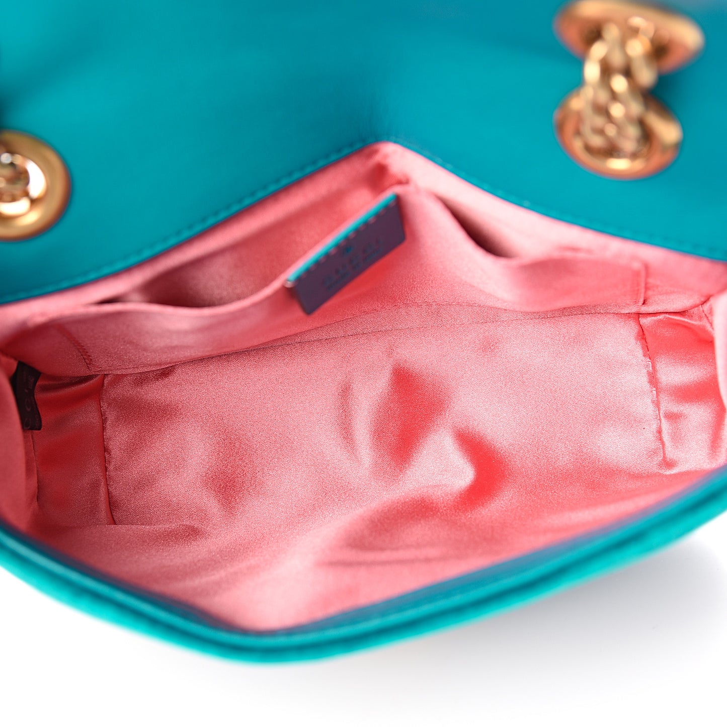 Velvet Matelasse Mini GG Marmont Shoulder Bag Pavone Cyan