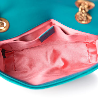 Gucci Velvet Matelasse Mini GG Marmont Shoulder Bag Pavone Cyan 4 of 9