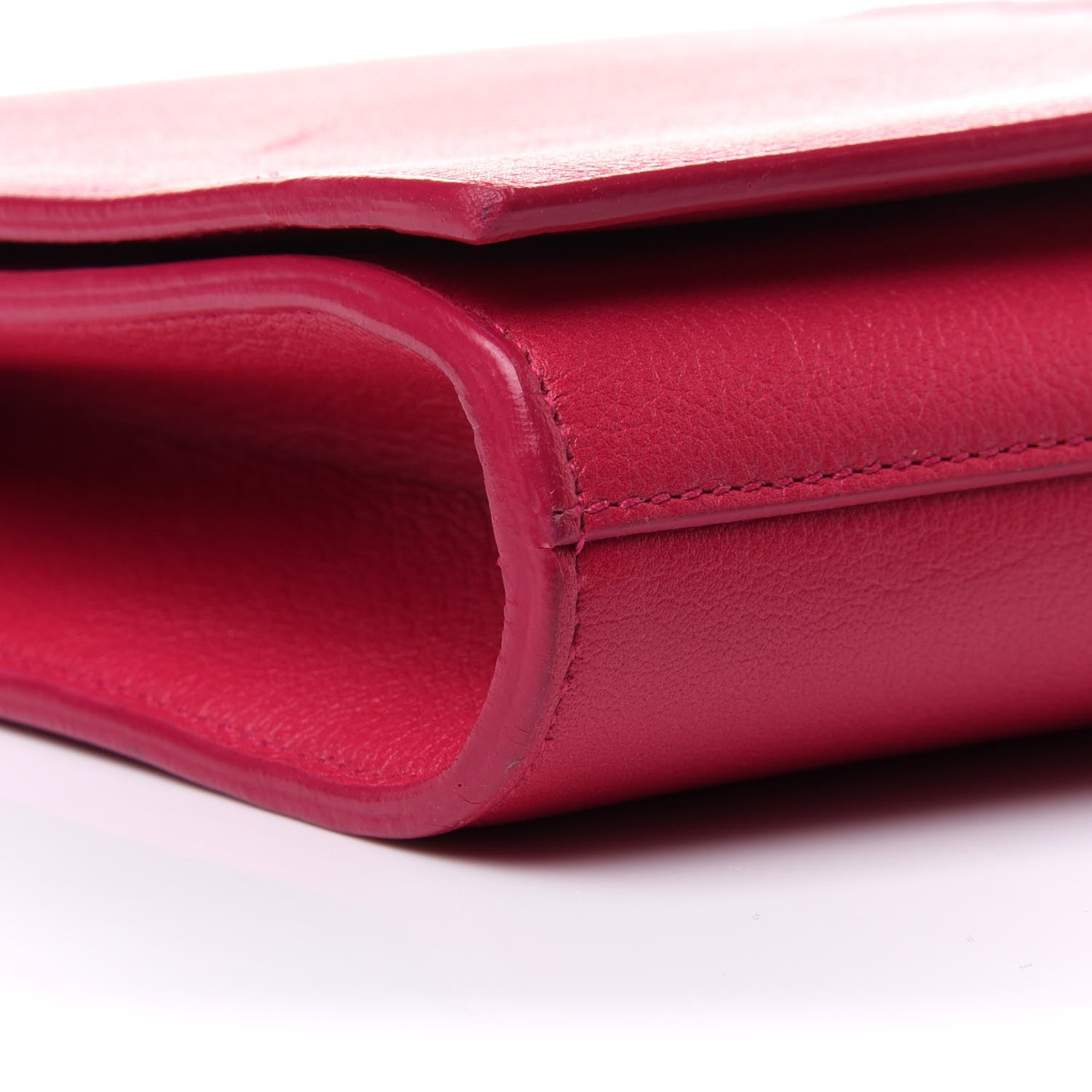 Saint Laurent Calfskin Monogram Large Belle De Jour Clutch Lipstick Fuchsia 8 of 10