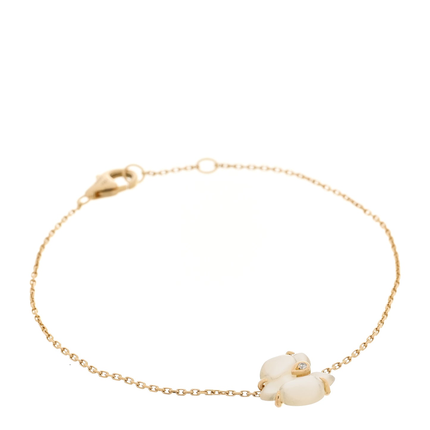 18K Yellow Gold Diamond White Mother of Pearl Caresse D'Orchidees Par Cartier Bracelet
