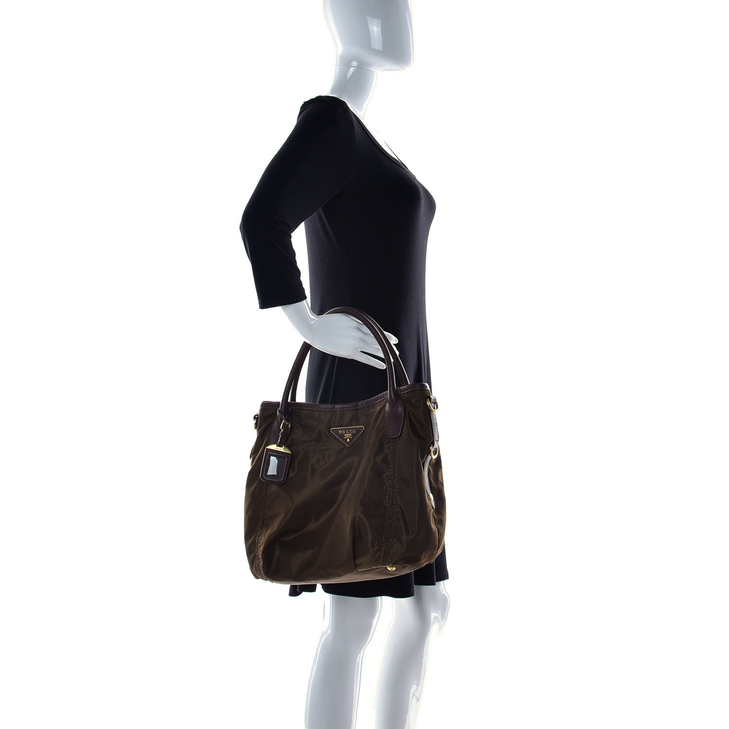 Prada Tessuto Nylon Shoulder Bag Cocco 2 of 12