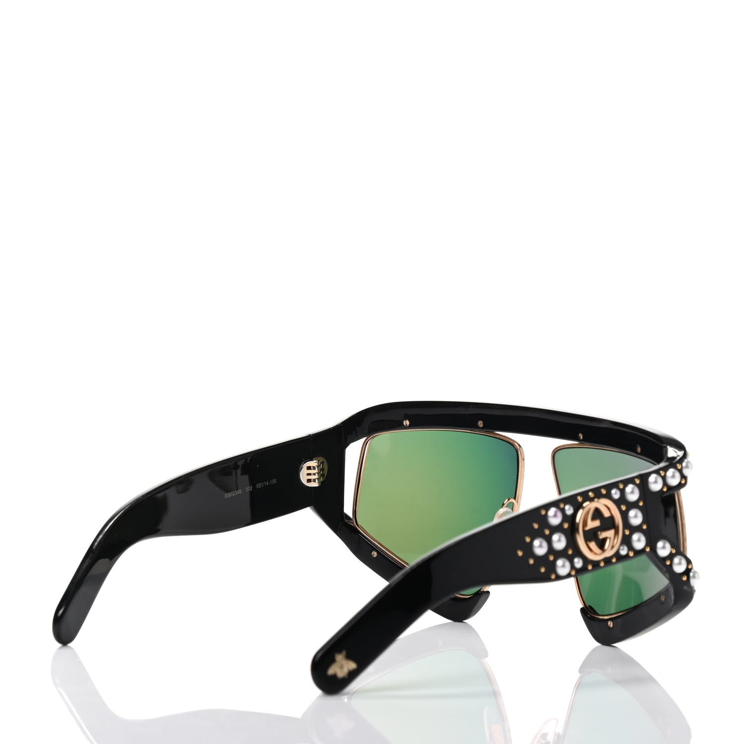 Gucci Acetate Pearl Rectangular Frame Sunglasses GG0234S Black Orange 3 of 6
