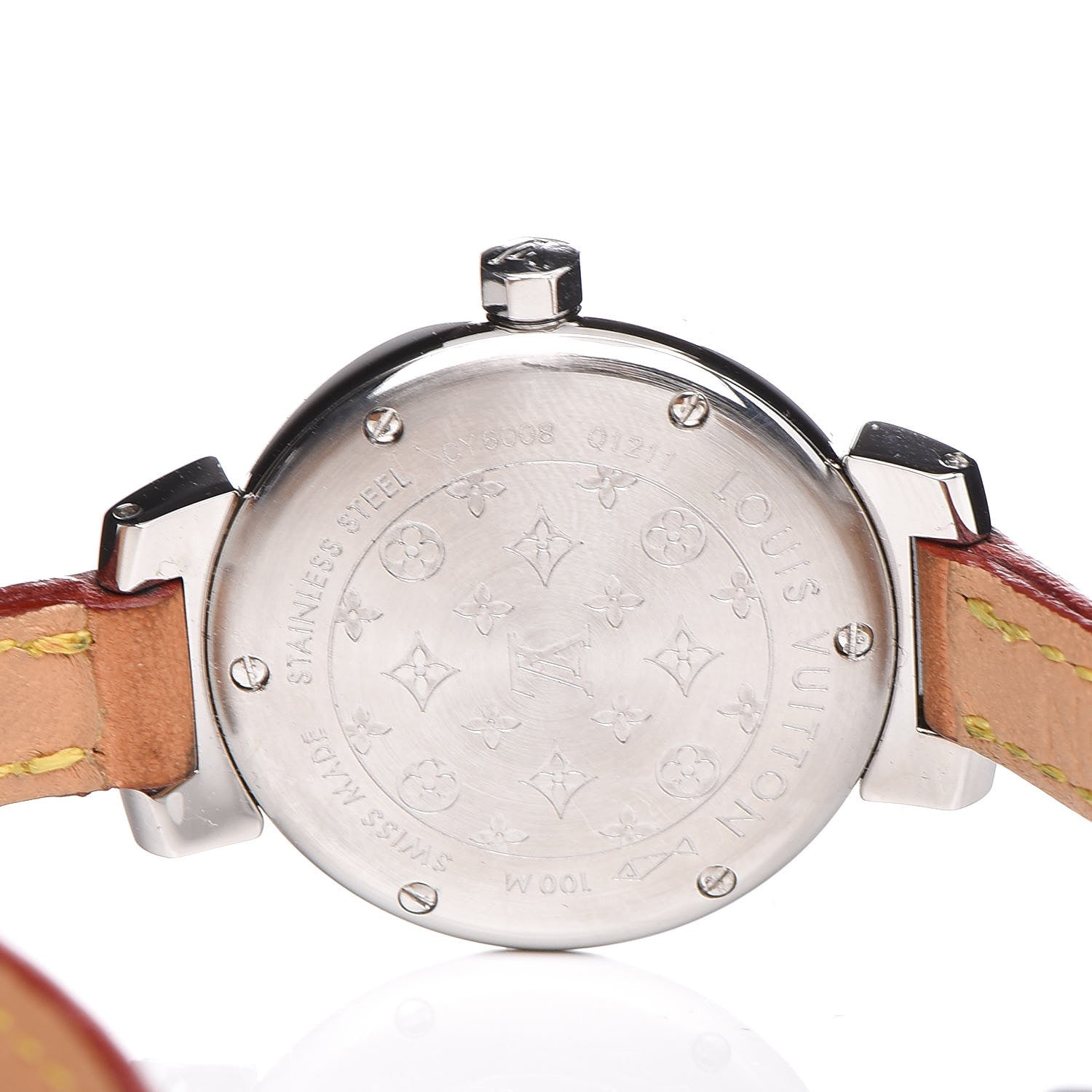 Louis Vuitton Stainless Steel Vachetta 28mm Tambour Triple Wrap Quartz Watch Brown 6 of 6