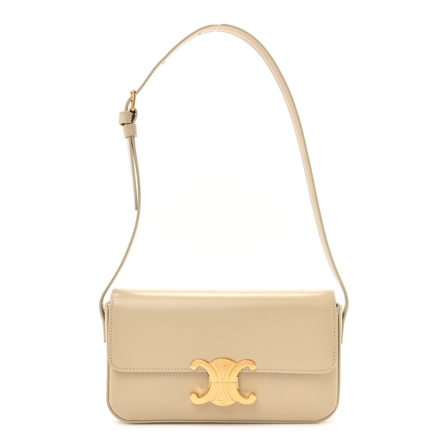 Natural Calfskin Triomphe Shoulder Bag Ivory