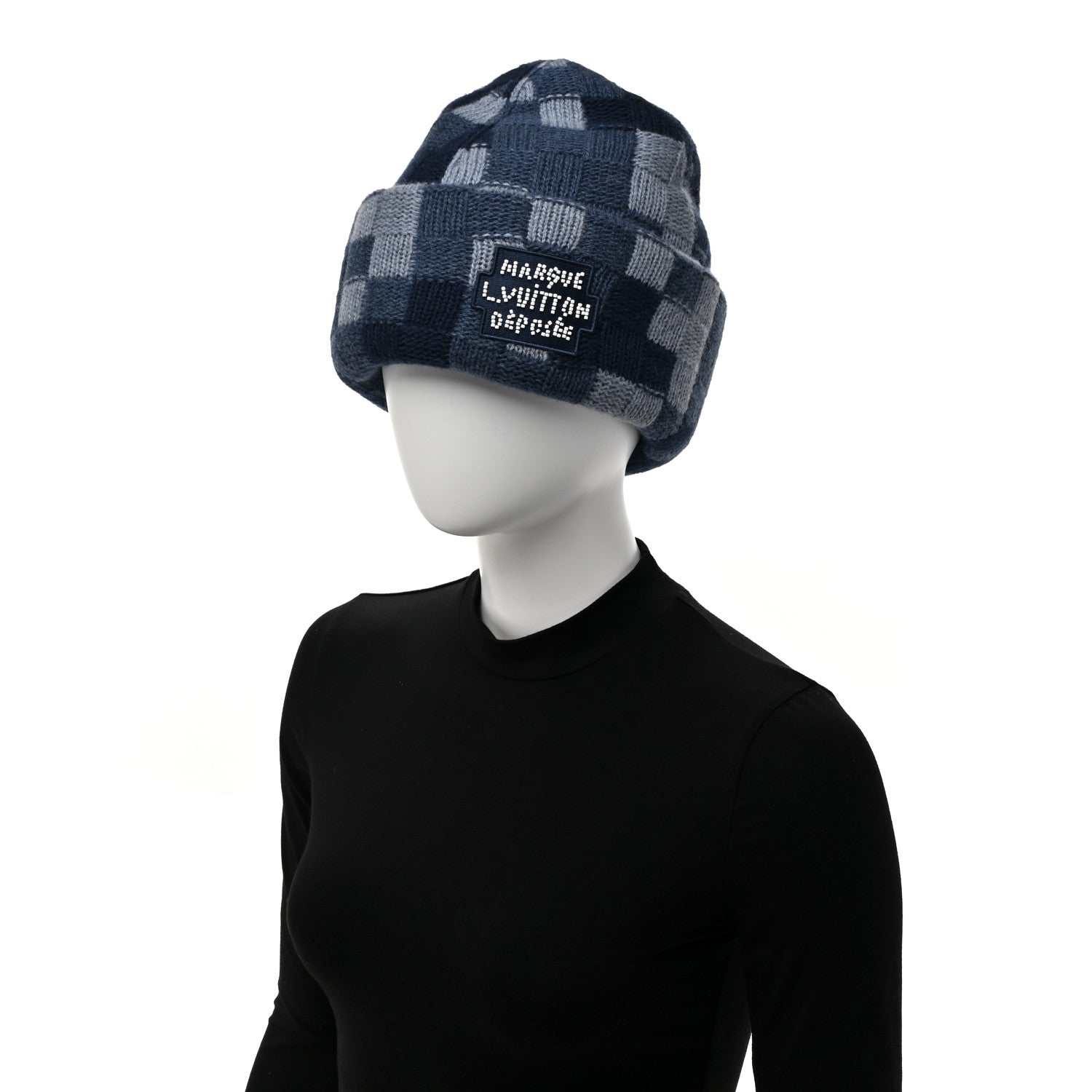 Louis Vuitton Damier Wool Denim Beanie Blue 2 of 5