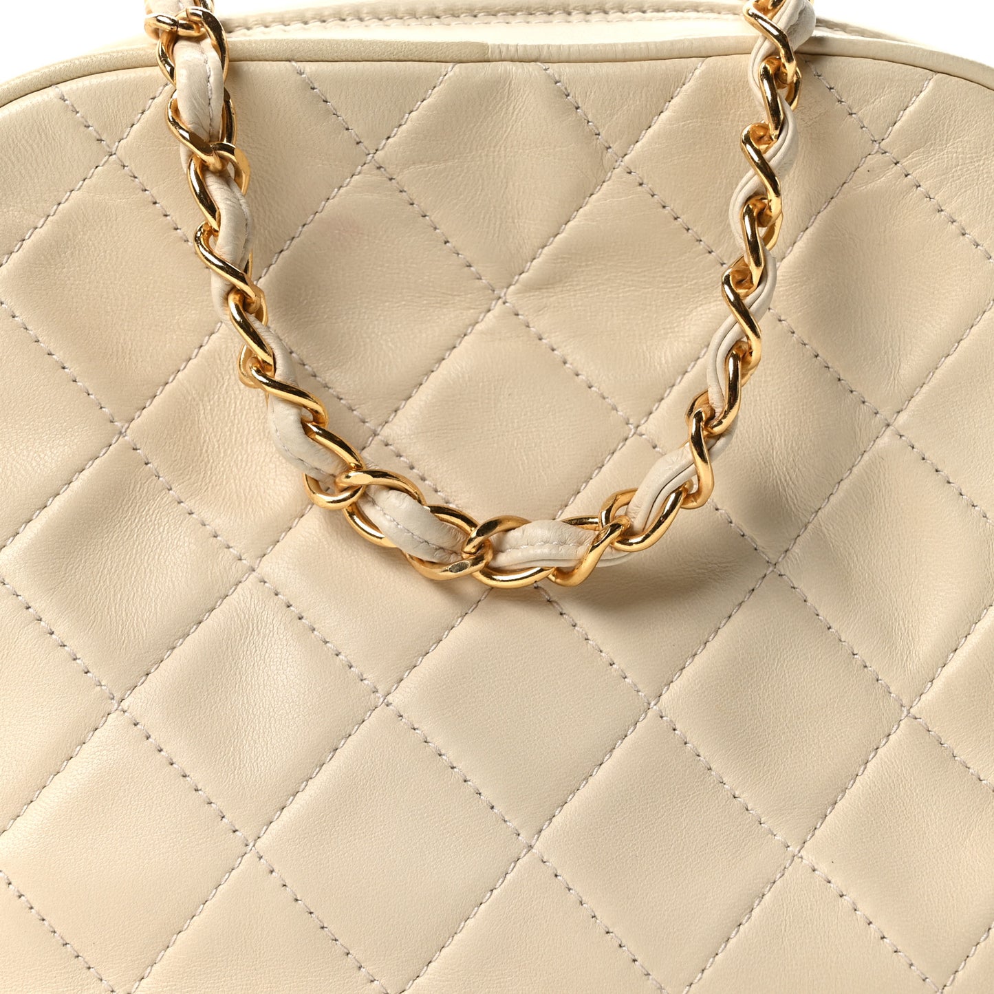 Lambskin Quilted CC Camera Case White