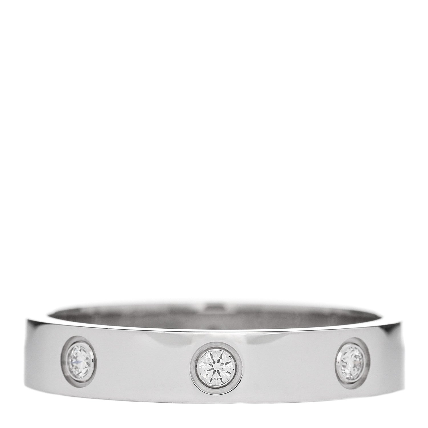 Cartier 18K White Gold 8 Diamond 4mm Wedding Band LOVE Ring 59 8.75 1 of 4