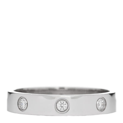 Cartier 18K White Gold 8 Diamond 4mm Wedding Band LOVE Ring 59 8.75 1 of 4