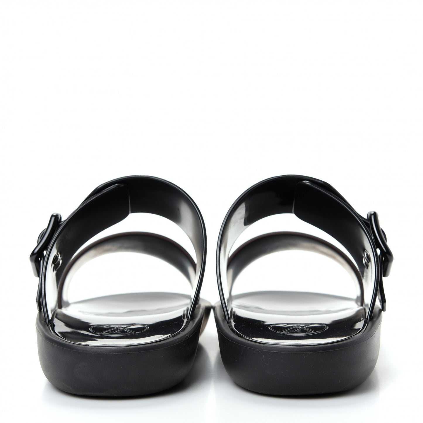 Monogram Sunbath Flat Mule Sandals 36 Black