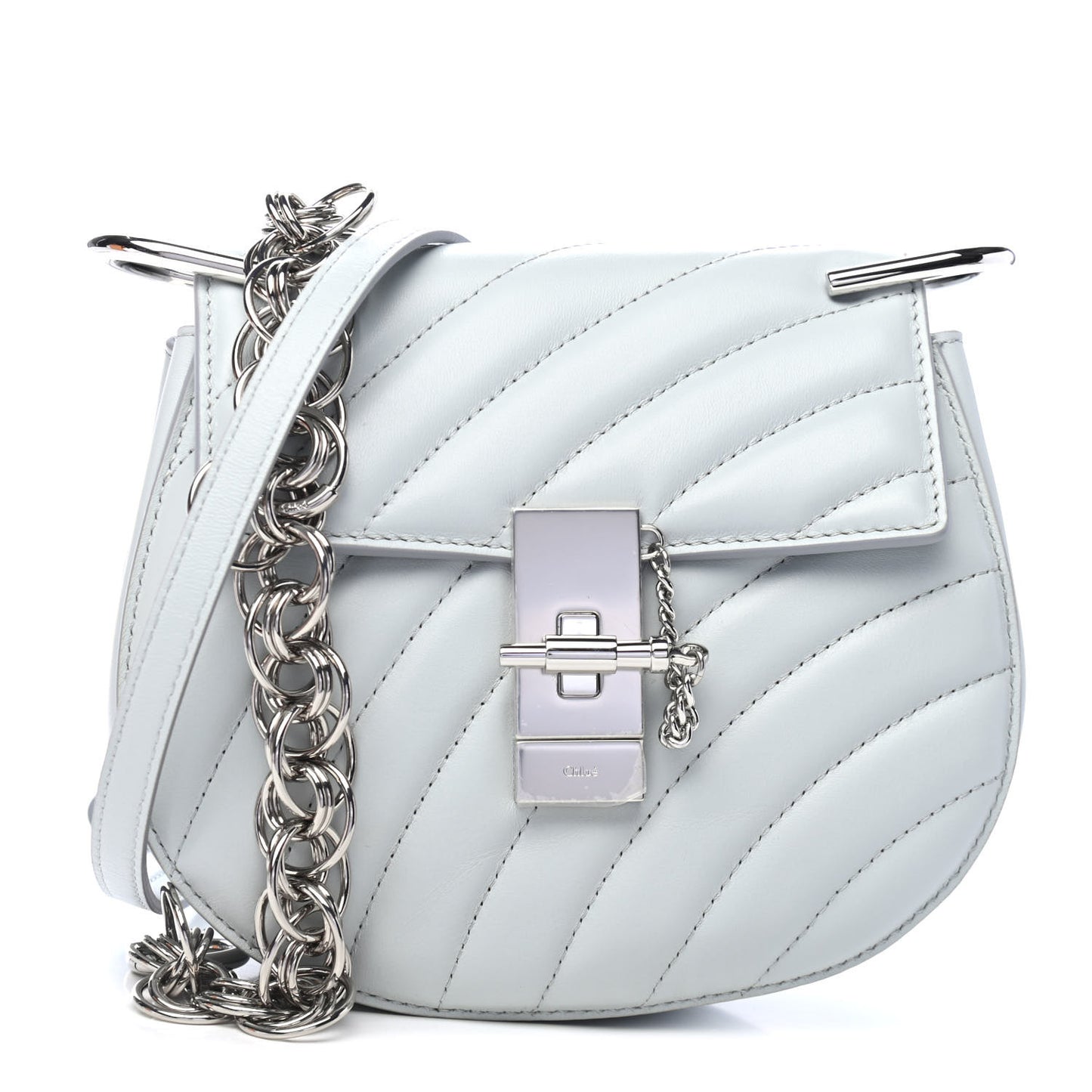 Calfskin Quilted Mini Drew Bijou Shoulder Bag Airy Grey