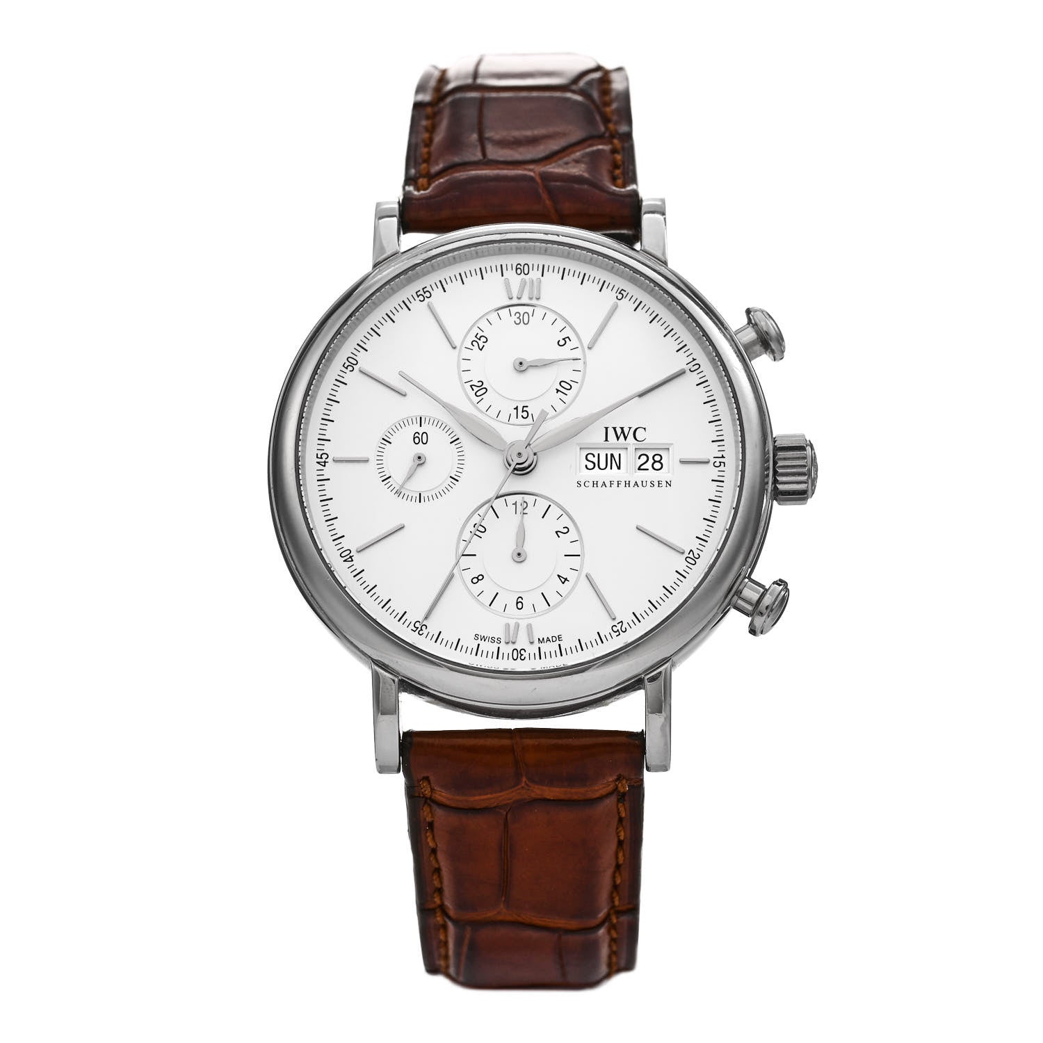 IWC Stainless Steel Alligator 42mm Portofino Chronograph Automatic Watch IW391027 1 of 4