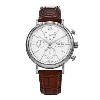 IWC Stainless Steel Alligator 42mm Portofino Chronograph Automatic Watch IW391027 1 of 4