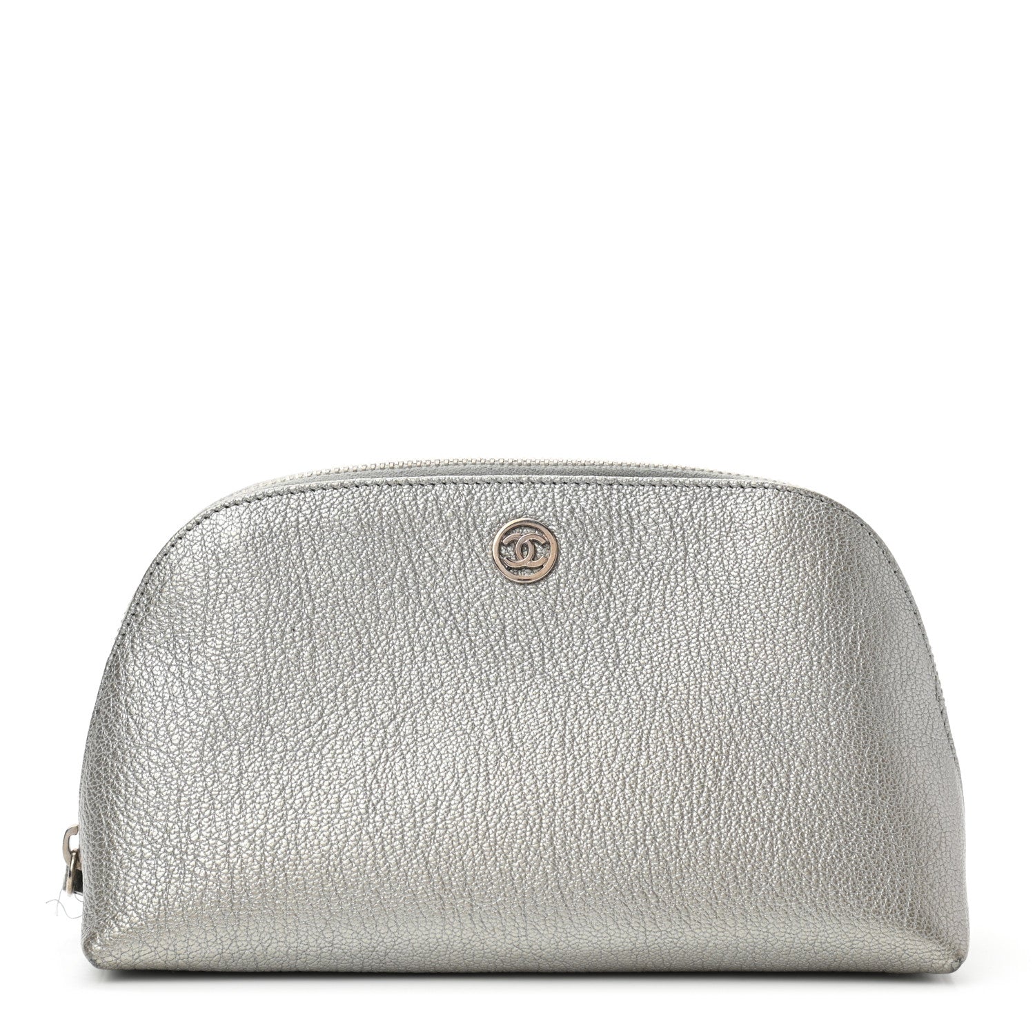 Chanel Metallic Goatskin Cosmetic Case Silver 1 of 8