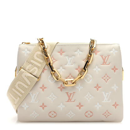 Louis Vuitton Lambskin Embossed Monogram Coussin PM Natural Creme 1 of 10