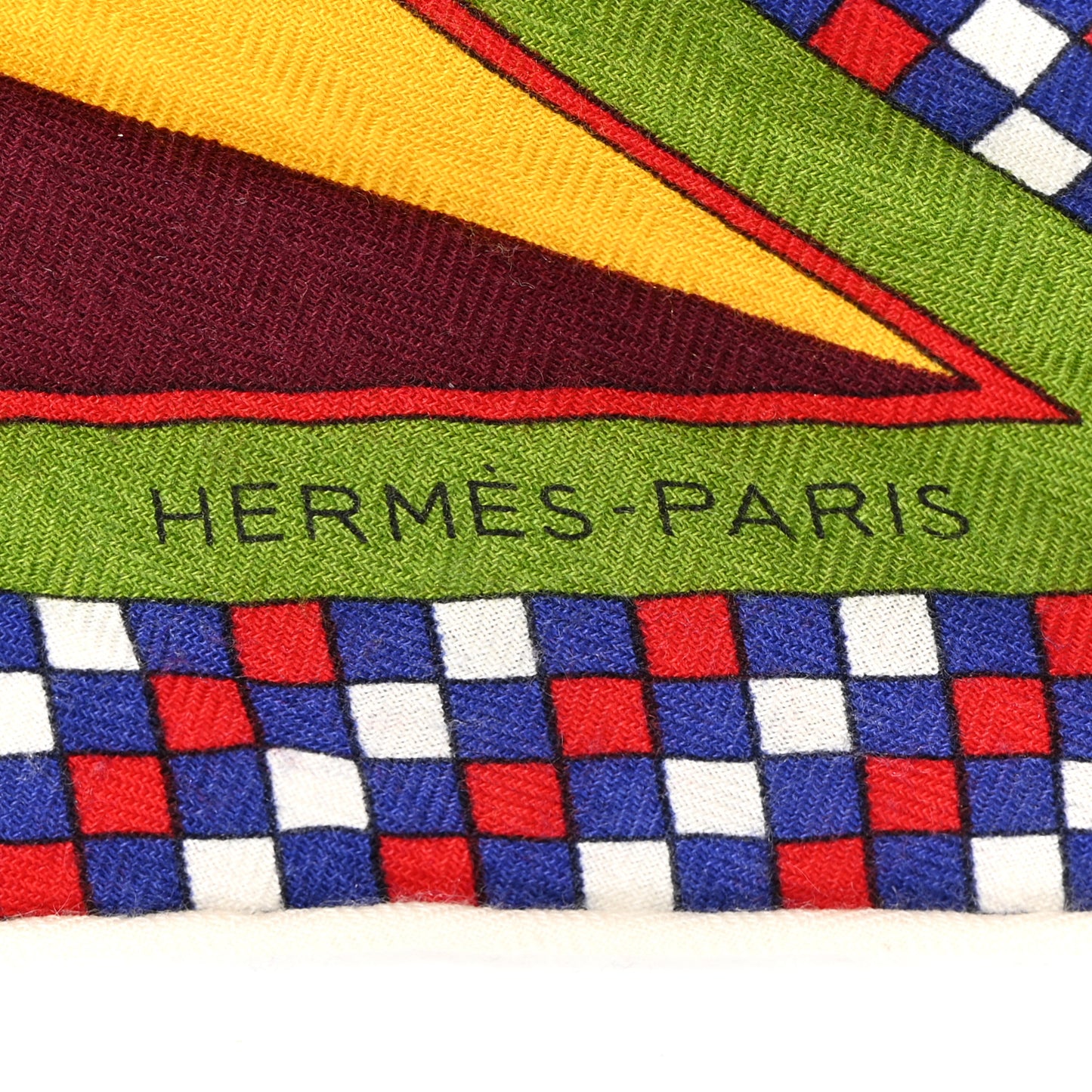 Cashmere Silk Harnais Francais Remix Losange Scarf MM Bordeaux