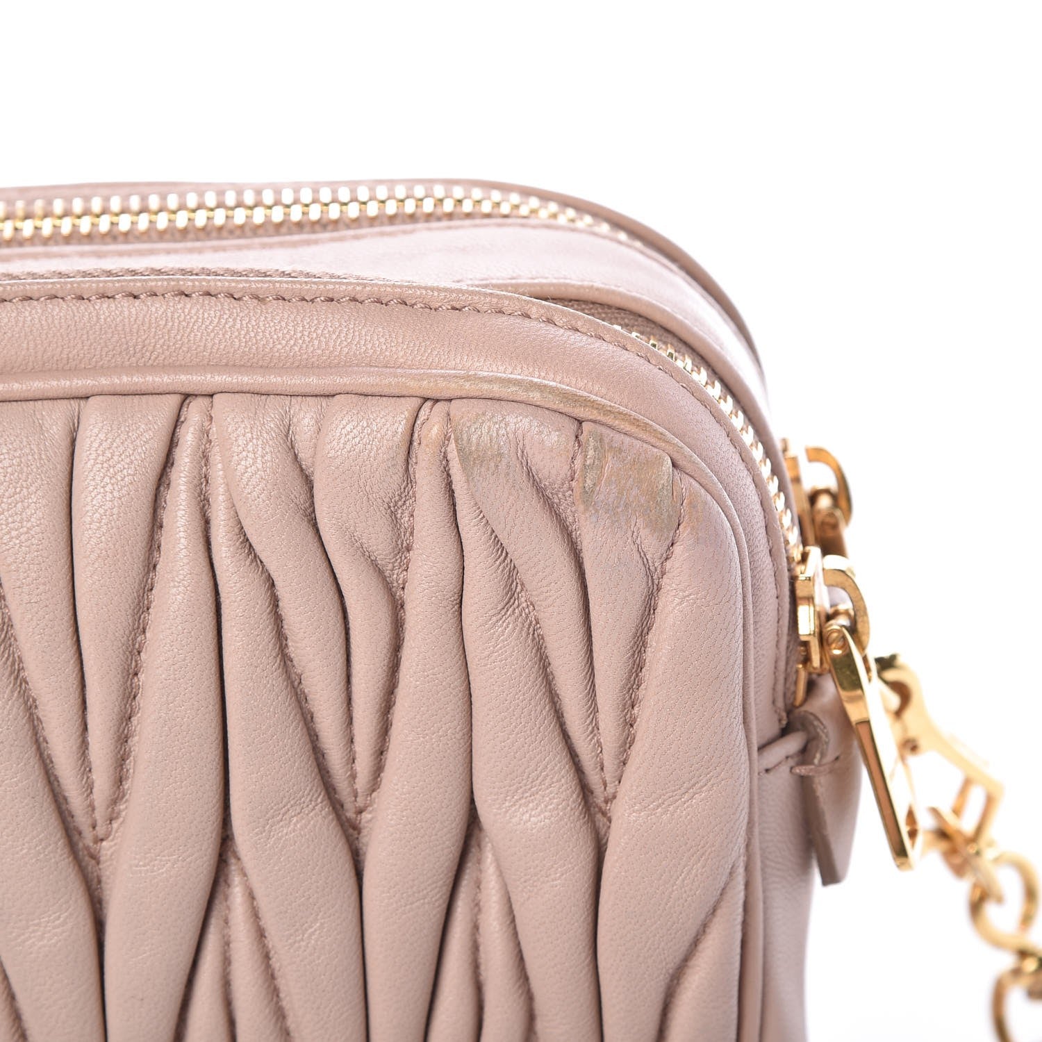Miu Miu Nappa Matelasse Double Zip Chain Shoulder Bag Cammeo 14 of 16