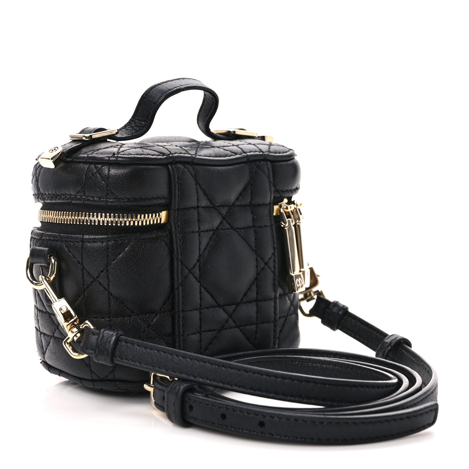 Christian Dior Lambskin Cannage Micro Lady Dior Vanity Case Black 3 of 9
