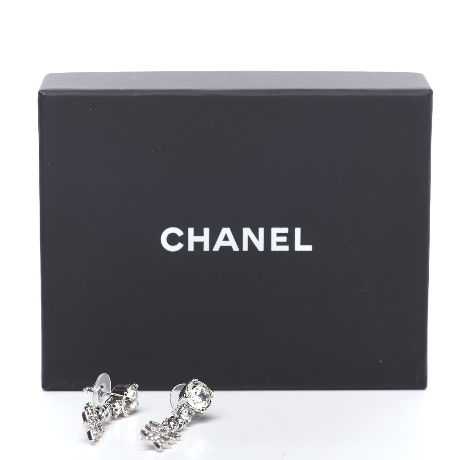 Chanel Crystal Starfall Drop CC Earrings Silver 5 of 5