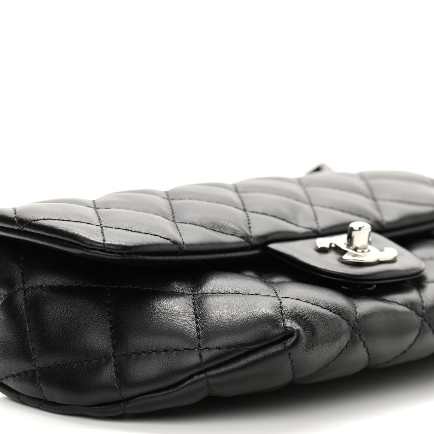 Calfskin Quilted CC Uniform Flap Belt Bag Black